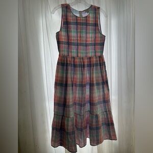 Women J. Crew Pink Dress Modest Feminine Size Petite Medium Striped Cotton